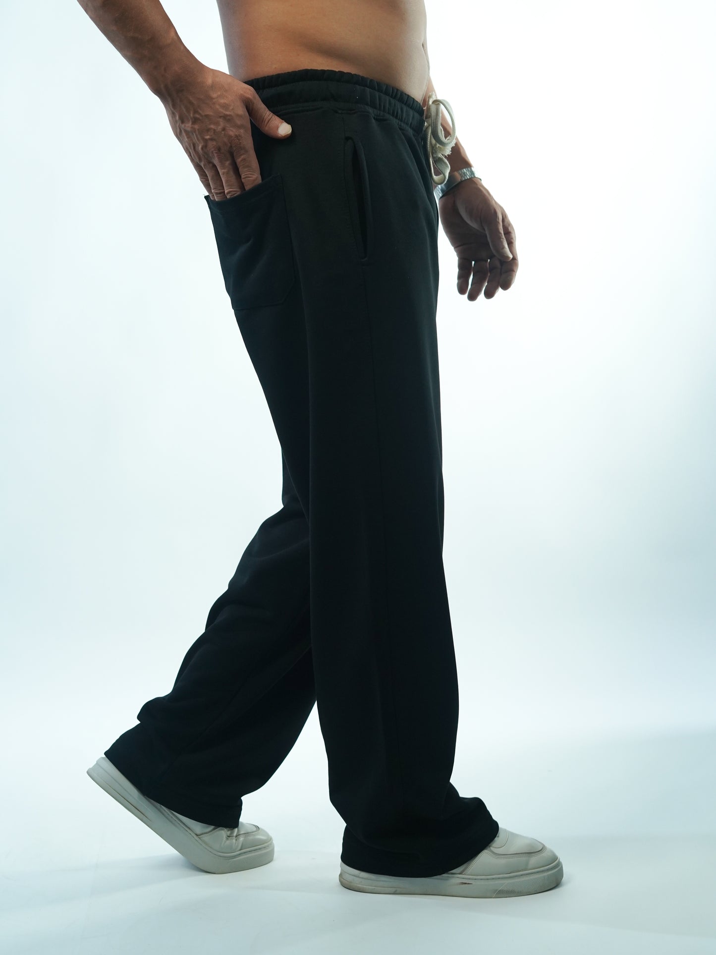Wide Leg Sweatpants - Black