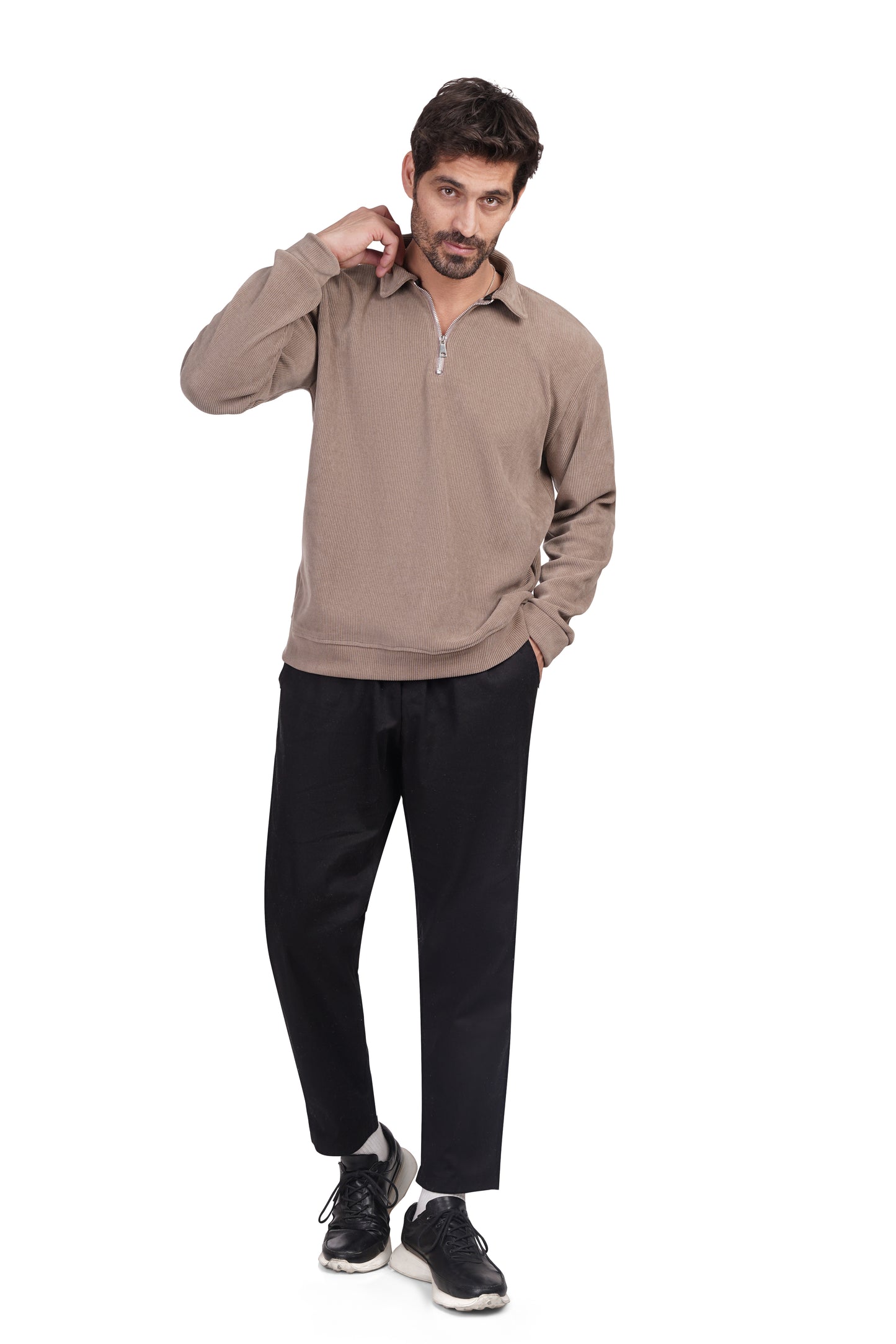 Mode Quarter Zipper - Beige