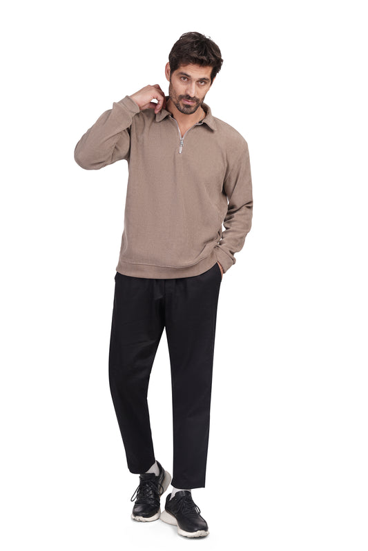 Mode Quarter Zipper - Beige